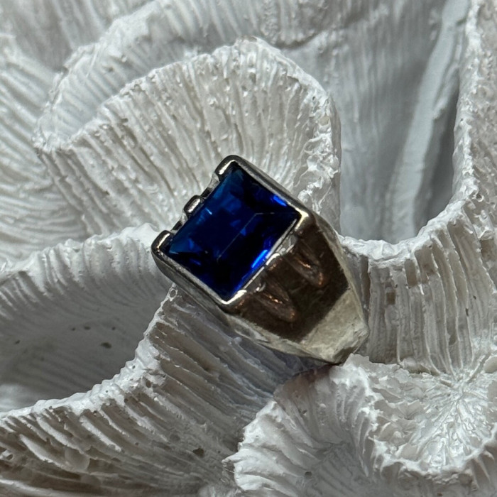 925 Sterling Silver Gainsboro Sapphire Men'S Ring Size 9