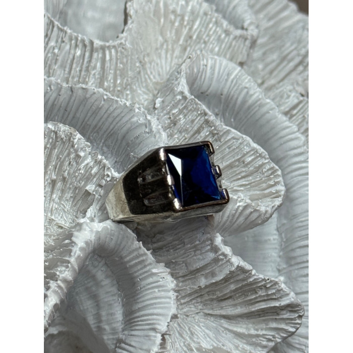 925 Sterling Silver Gainsboro Sapphire Men's Ring Size 9