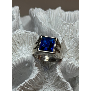 925 Sterling Silver Gainsboro Sapphire Men's Ring Size 9