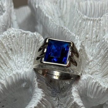 925 Sterling Silver Gainsboro Sapphire Men'S Ring Size 9