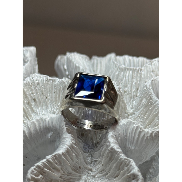 925 Sterling Silver Gainsboro Sapphire Men's Ring Size 9