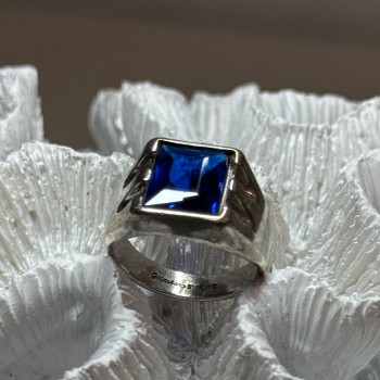 925 Sterling Silver Gainsboro Sapphire Men'S Ring Size 9