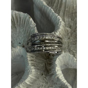 Beautiful Design 925 Sterling Silver CZ Ring Size 7 & 8