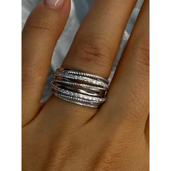 Beautiful Design 925 Sterling Silver CZ Ring Size 7 & 8