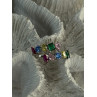 925 Sterling Silver Ring Multicolor CZ Size 7 Sizable