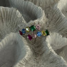 925 Sterling Silver Ring Multicolor CZ Size 7 Sizable