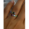 925 Sterling Silver Ring Multicolor CZ Size 7 Sizable