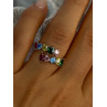 925 Sterling Silver Ring Multicolor CZ Size 7 Sizable