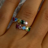 925 Sterling Silver Ring Multicolor CZ Size 7 Sizable