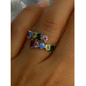 925 Sterling Silver Ring Multicolor CZ Size 7 Sizable