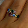 925 Sterling Silver Ring Multicolor CZ Size 7 Sizable