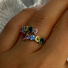 925 Sterling Silver Ring Multicolor CZ Size 7 Sizable