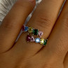 925 Sterling Silver Ring Multicolor CZ Size 7 Sizable