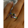 925 Sterling Silver Ring Multicolor CZ Size 7 Sizable