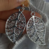 Beautiful Design Leaf 925 Sterling Silver Earrings Length 2.20 Inch