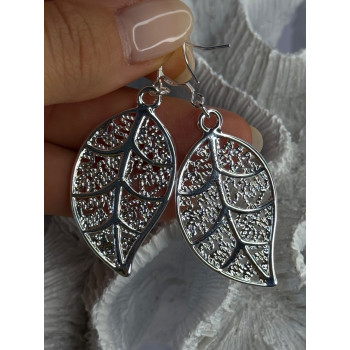 Beautiful Design Leaf 925 Sterling Silver Earrings Length 2.20 inch