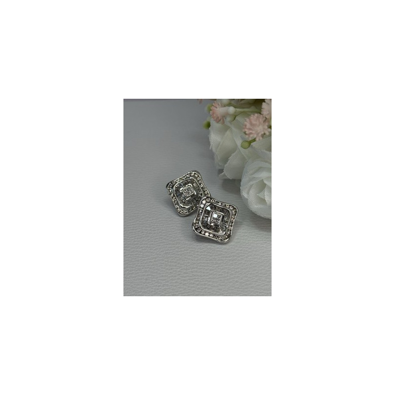 14K WHITE GOLD 2 CARAT DIAMONDS EARRINGS LENGTH 0.73 INCH