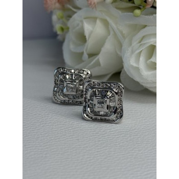 14K WHITE GOLD 2 CARAT DIAMONDS EARRINGS LENGTH 0.73 INCH