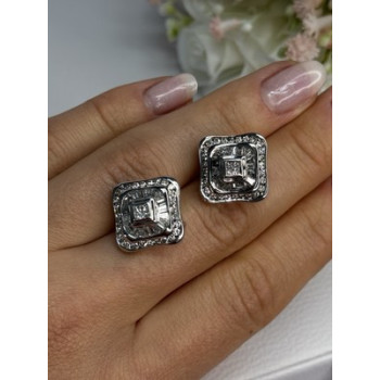 14K WHITE GOLD 2 CARAT DIAMONDS EARRINGS LENGTH 0.73 INCH