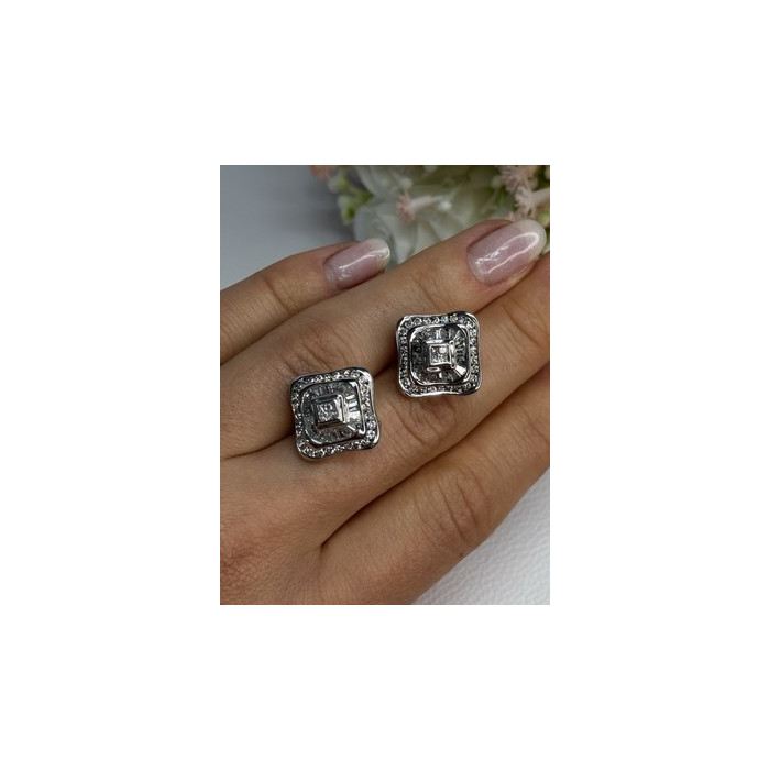 14K WHITE GOLD 2 CARAT DIAMONDS EARRINGS LENGTH 0.73 INCH