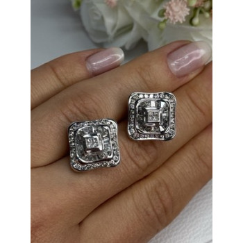 14K WHITE GOLD 2 CARAT DIAMONDS EARRINGS LENGTH 0.73 INCH