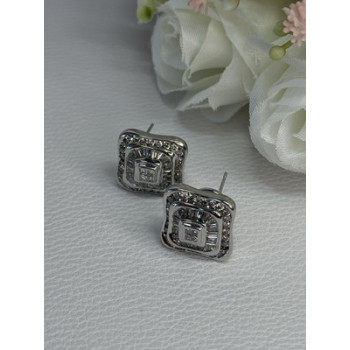 14K WHITE GOLD 2 CARAT DIAMONDS EARRINGS LENGTH 0.73 INCH
