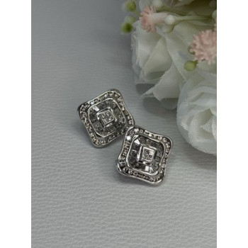 14K WHITE GOLD 2 CARAT DIAMONDS EARRINGS LENGTH 0.73 INCH