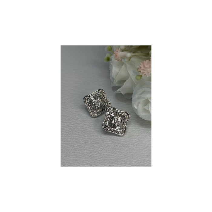 14K WHITE GOLD 2 CARAT DIAMONDS EARRINGS LENGTH 0.73 INCH