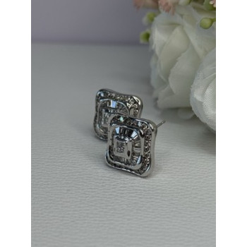 14K WHITE GOLD 2 CARAT DIAMONDS EARRINGS LENGTH 0.73 INCH