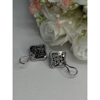 14K WHITE GOLD 2 CARAT DIAMONDS EARRINGS LENGTH 0.73 INCH