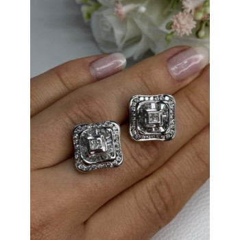 14K WHITE GOLD 2 CARAT DIAMONDS EARRINGS LENGTH 0.73 INCH