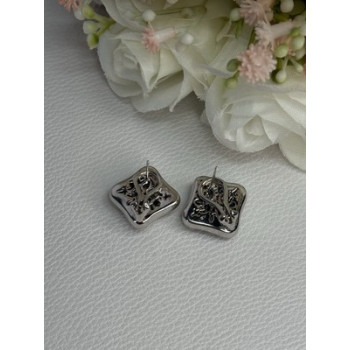 14K WHITE GOLD 2 CARAT DIAMONDS EARRINGS LENGTH 0.73 INCH