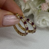 925 Sterling Silver Gold Plated Ruby & Beryl Earrings Length 1.10 Inch