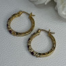 925 Sterling Silver Gold Plated Ruby & Beryl Earrings Length 1.10 Inch