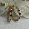 925 Sterling Silver Gold Plated Ruby & Beryl Earrings Length 1.10 Inch