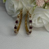 925 Sterling Silver Gold Plated Ruby & Beryl Earrings Length 1.10 Inch