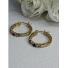 925 Sterling Silver Gold Plated Ruby & Beryl Earrings Length 1.10 Inch