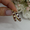 925 Sterling Silver Gold Plated Ruby & Beryl Earrings Length 1.10 Inch