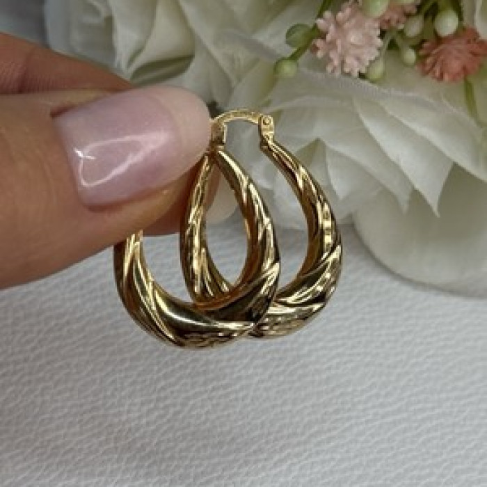 Elegant 925 Sterling Silver Gold Plated Earrings Length 1 Inch