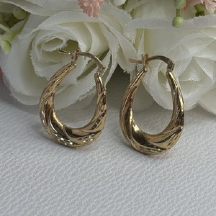 Elegant 925 Sterling Silver Gold Plated Earrings Length 1 Inch