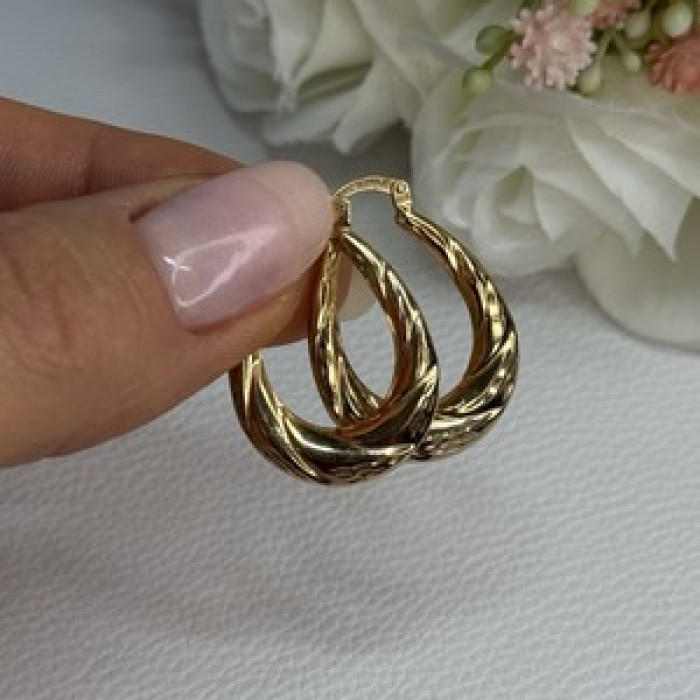Elegant 925 Sterling Silver Gold Plated Earrings Length 1 Inch