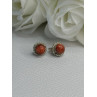 925 Sterling Silver Coral Earrings Length 0.30 Inch
