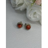 925 Sterling Silver Coral Earrings Length 0.30 Inch