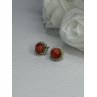 925 Sterling Silver Coral Earrings Length 0.30 Inch