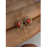 925 Sterling Silver Coral Earrings Length 0.30 Inch