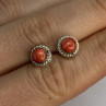 925 Sterling Silver Coral Earrings Length 0.30 Inch