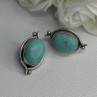 925 Sterling Silver Turquoise Clip Earrings Length 1.15 Inch
