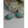 925 Sterling Silver Turquoise Clip Earrings Length 1.15 Inch