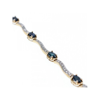 925 STERLING SILVER GOLD PLATED SAPPHIRES BRACELET