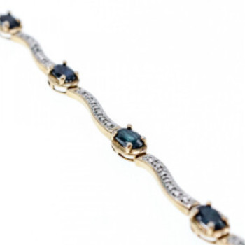 925 Sterling Silver Gold Plated Sapphires Bracelet